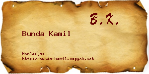 Bunda Kamil névjegykártya